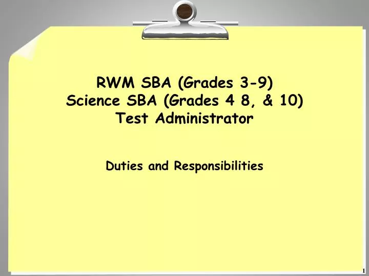 rwm sba grades 3 9 science sba grades 4 8 10 test administrator