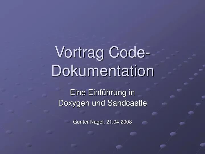 vortrag code dokumentation