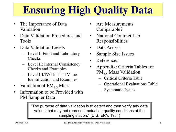 ensuring high quality data