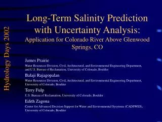 Long-Term Salinity Prediction with Uncertainty Analysis: Application for Colorado River Above Glenwood Springs, CO