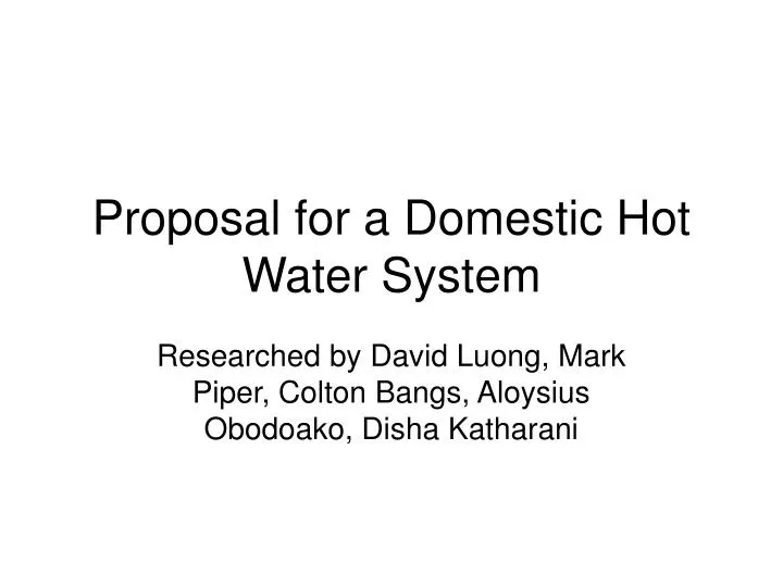 proposal for a domestic hot water system