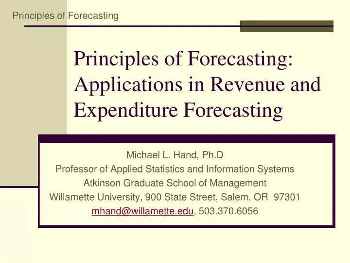 principles of forecasting applications in revenue and expenditure forecasting