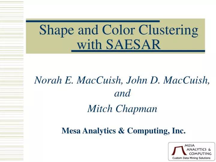 shape and color clustering with saesar