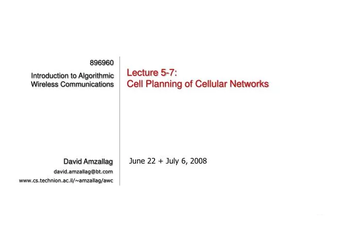 lecture 5 7 cell planning of cellular networks