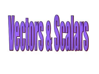 Vectors &amp; Scalars