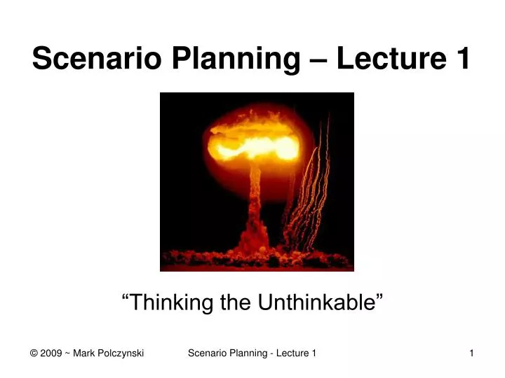 scenario planning lecture 1