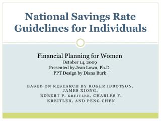 National Savings Rate Guidelines for Individuals