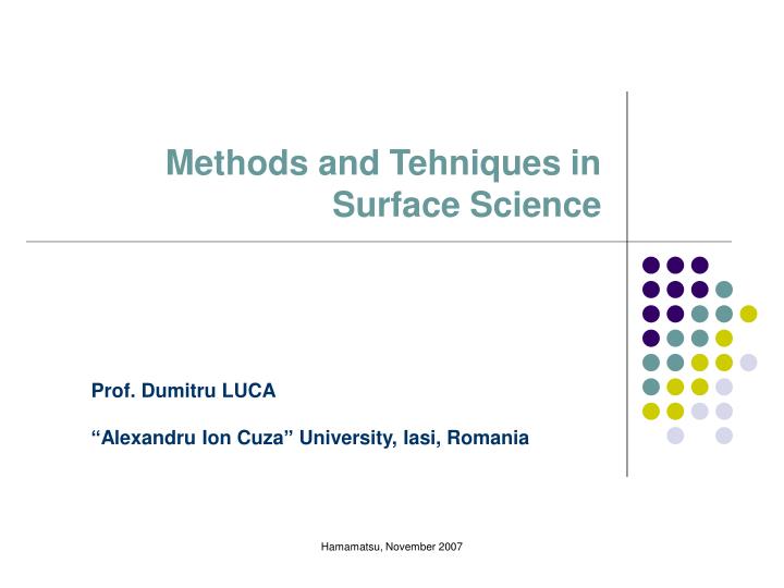 methods and t ehni ques in surface science