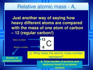 Relative atomic mass - A r
