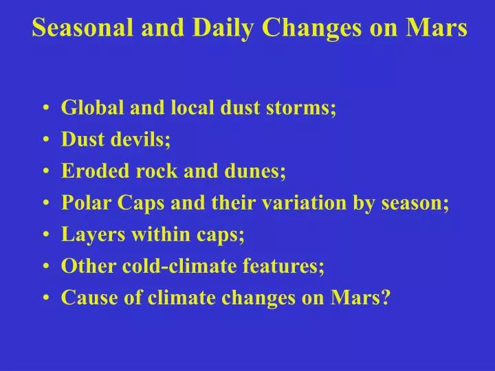seasonal and daily changes on mars