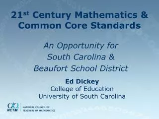21 st Century Mathematics &amp; Common Core Standards