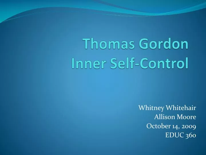 thomas gordon inner self control
