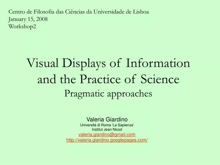 visual displays of information and the practice of science pragmatic approaches