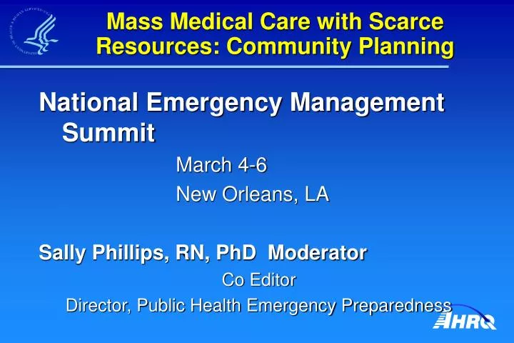 mass medical care with scarce resources community planning