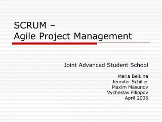 SCRUM – Agile Project Management