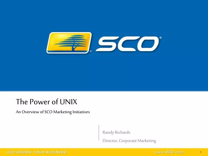 the power of unix an overview of sco marketing initiatives