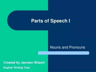 Parts of Speech I