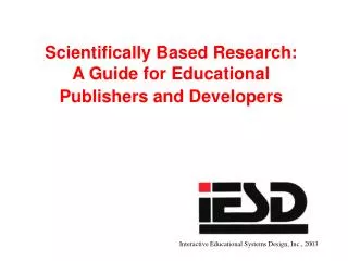 Scientifically Based Research: A Guide for Educational Publishers and Developers