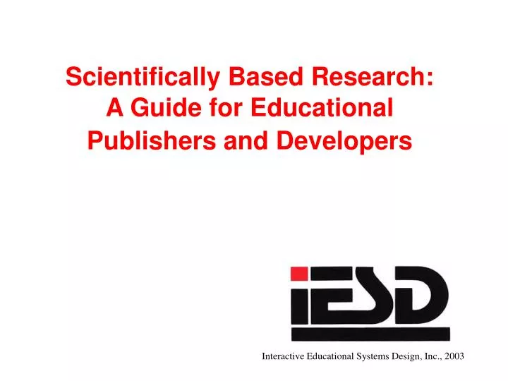 scientifically based research a guide for educational publishers and developers
