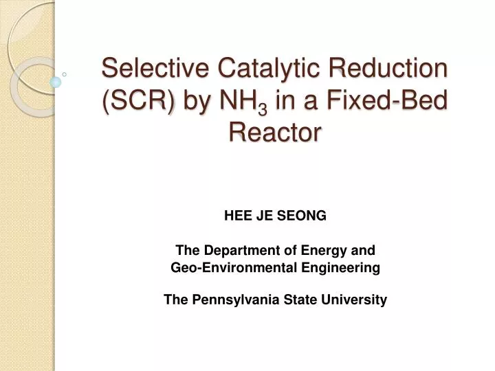 selective catalytic reduction scr by nh 3 in a fixed bed reactor