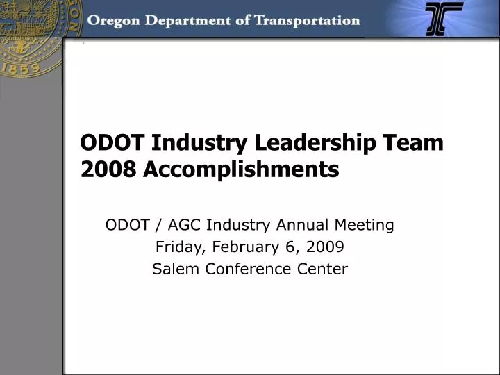 odot industry leadership team 2008 accomplishments