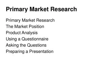 Primary Market Research