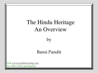 The Hindu Heritage An Overview