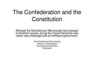 The Confederation and the Constitution