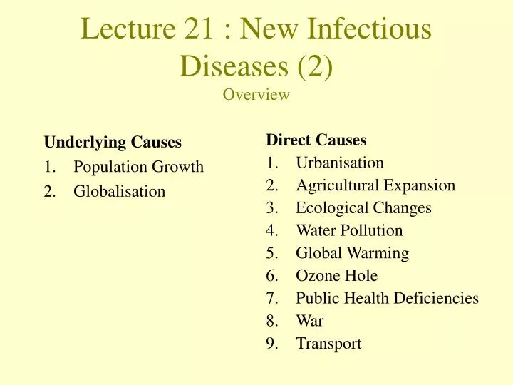 lecture 21 new infectious diseases 2 overview