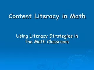 Content Literacy in Math