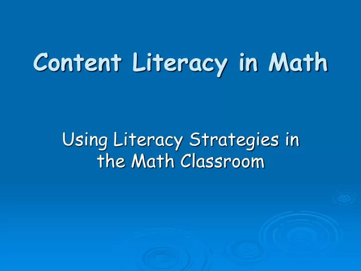 content literacy in math