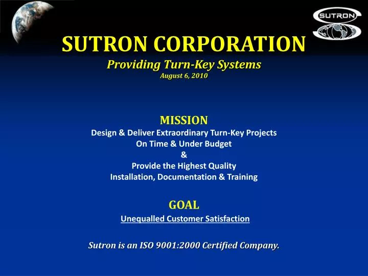 sutron corporation providing turn key systems august 6 2010