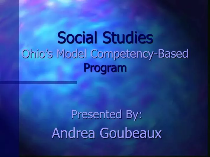 social studies ohio s model competency based program
