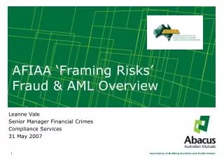 AFIAA ‘Framing Risks’ Fraud &amp; AML Overview