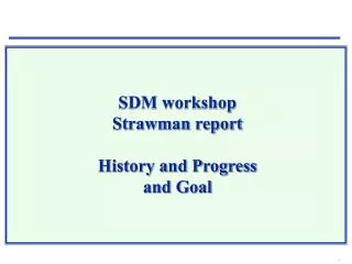 SDM workshop Strawman report History and Progress and Goal