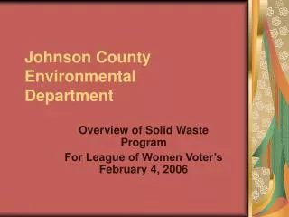 Johnson County Environmental Department