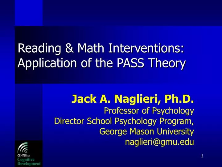 reading math interventions application of the pass theory