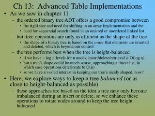 Ch 13: Advanced Table Implementations