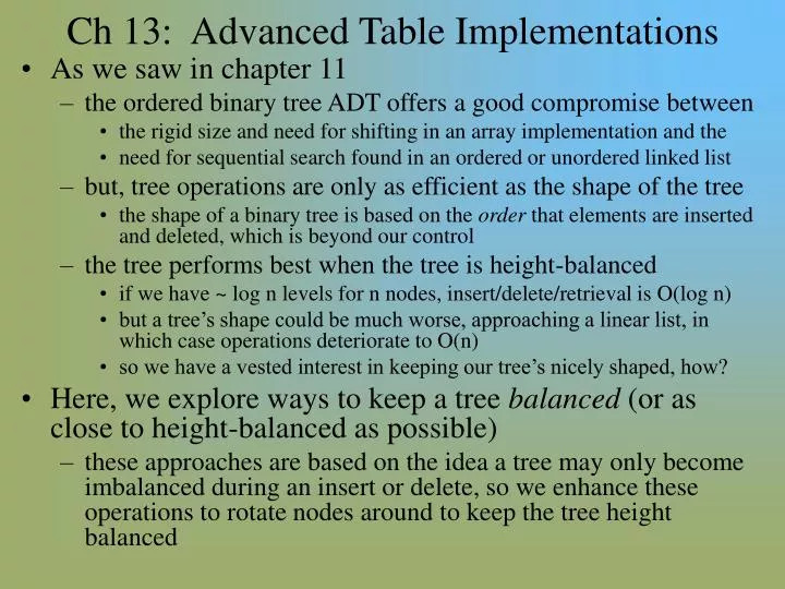 ch 13 advanced table implementations