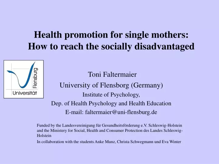 health promotion for single mothers how to reach the socially disadvantaged