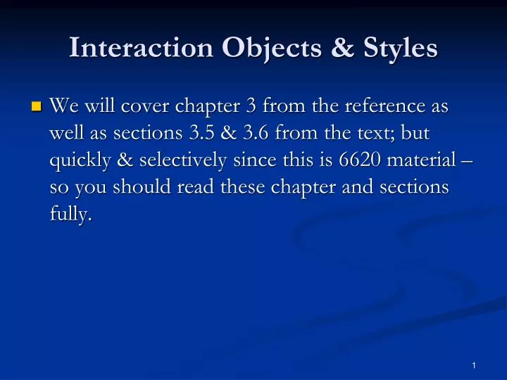 interaction objects styles