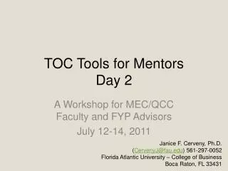 TOC Tools for Mentors Day 2