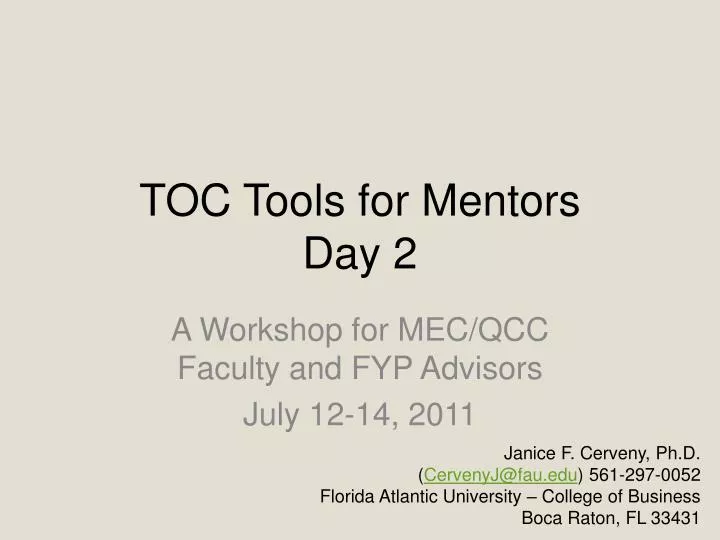toc tools for mentors day 2