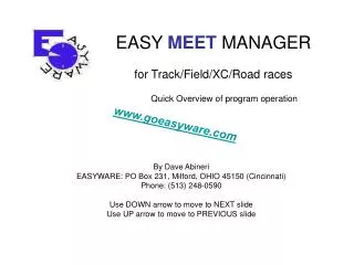 EASY MEET MANAGER for Track/Field/XC/Road races
