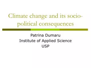 Climate change and its socio-political consequences