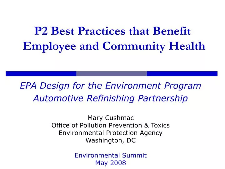 p2 best practices that benefit employee and community health