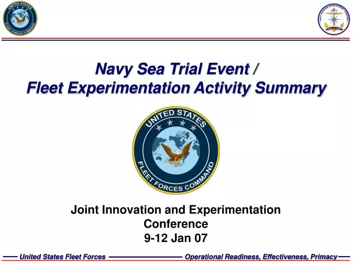 navy sea trial event fleet experimentation activity summary