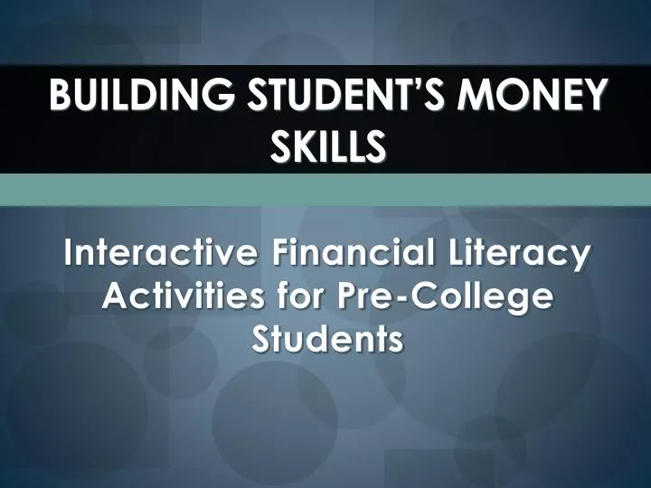 building student s money skills