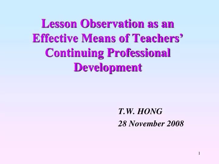 lesson observation as an effective means of teachers continuing professional development