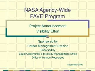 NASA Agency-Wide PAVE Program
